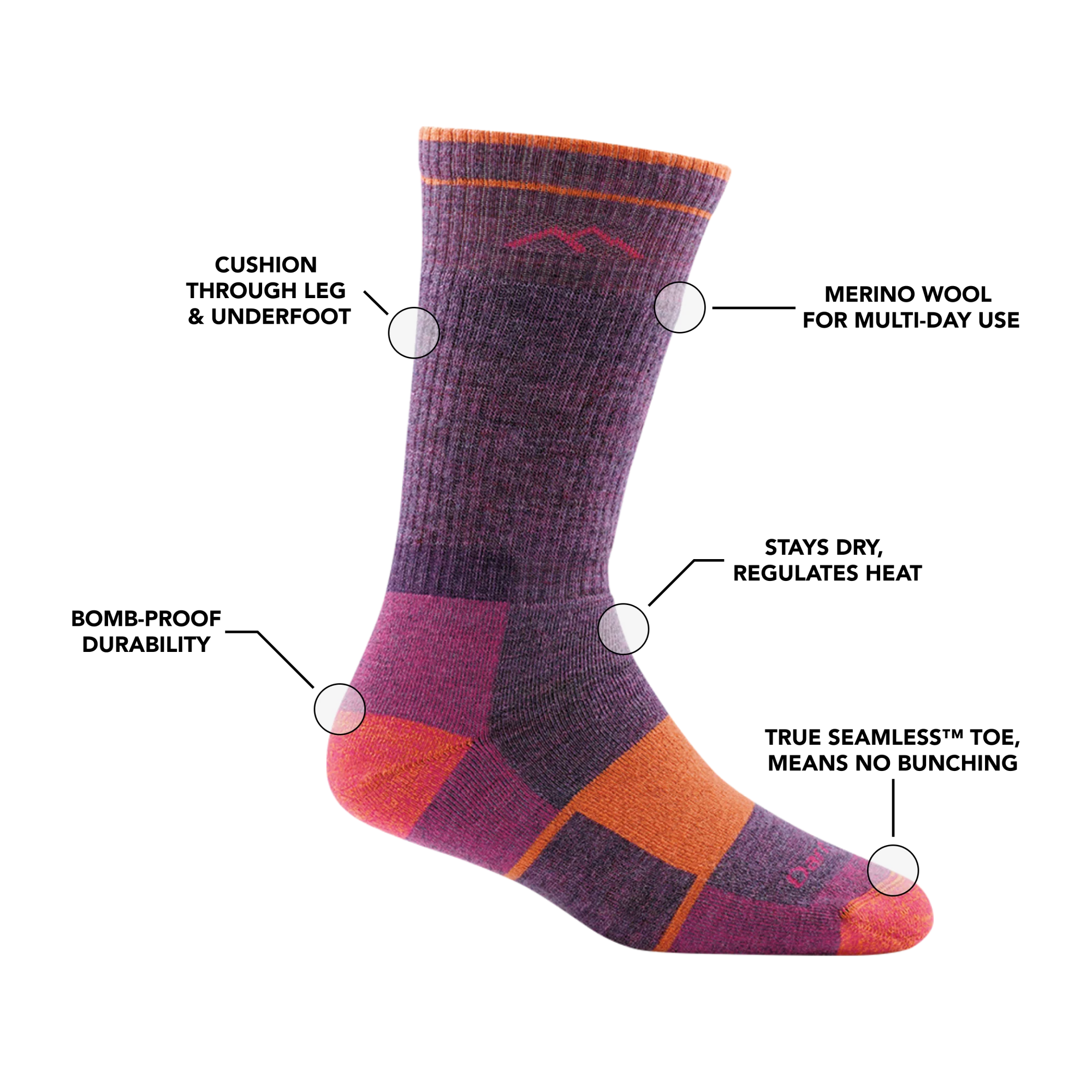 Women's Hiker Boot Full Cushion Midweight Hiking Socks - Image 6